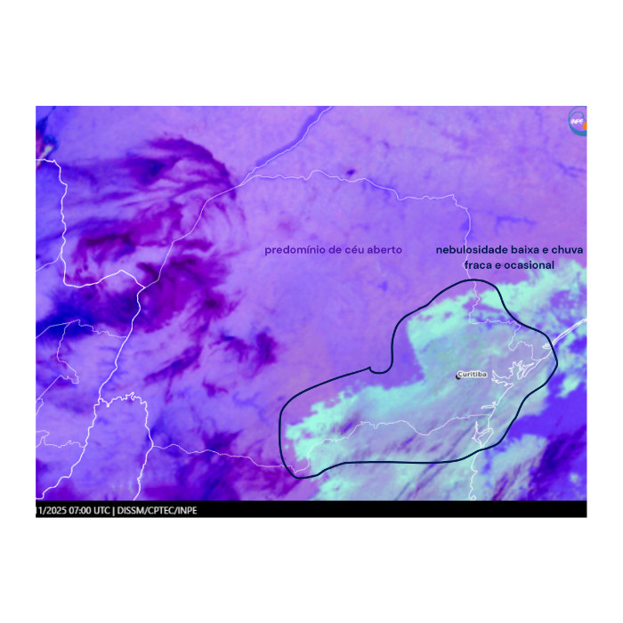 Imagem adaptada do CPTEC/INPE – Canal Nighttime Microphysics